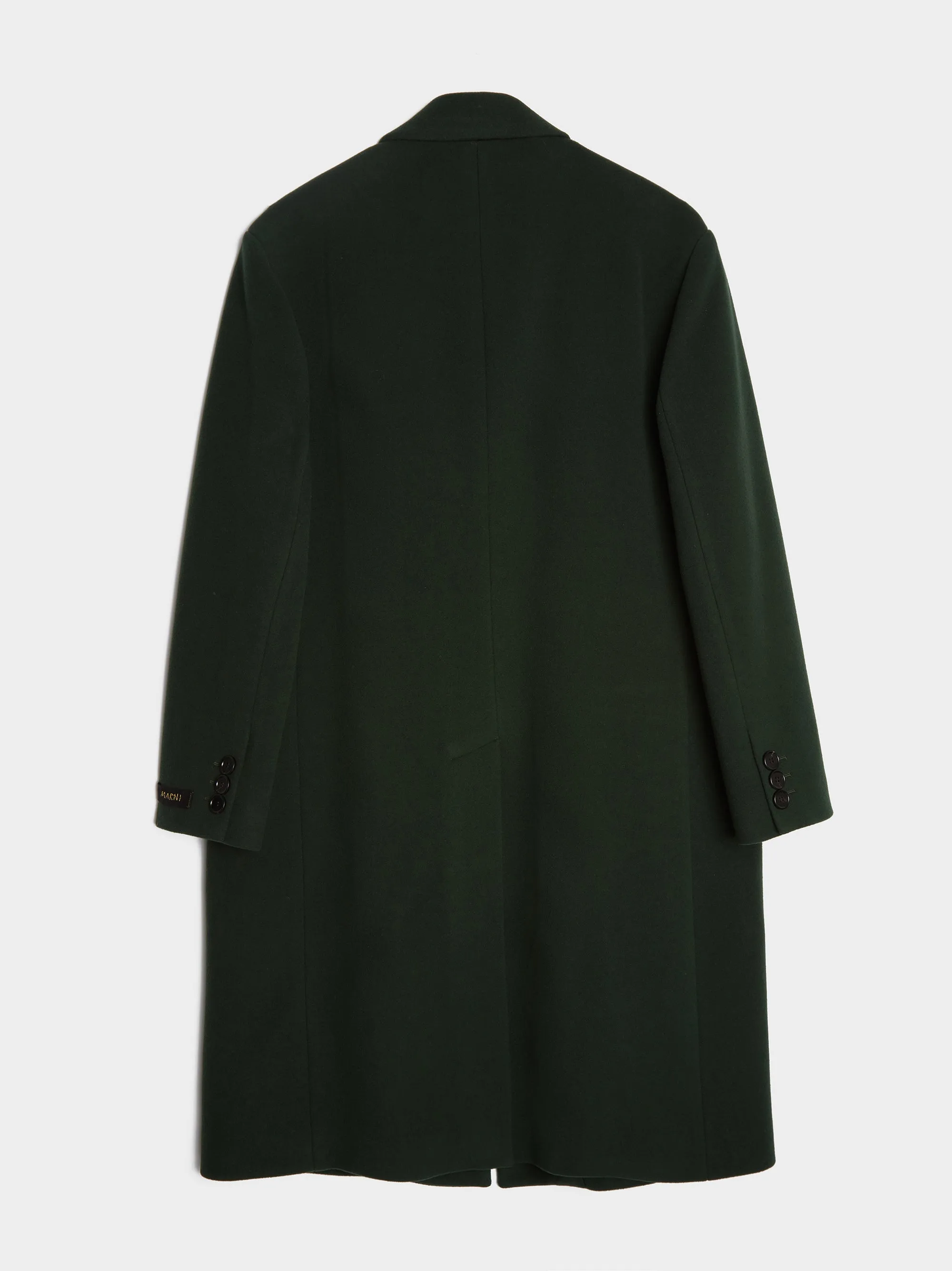 Soft Wool Felt 3 Button Long Coat, Spherical Green