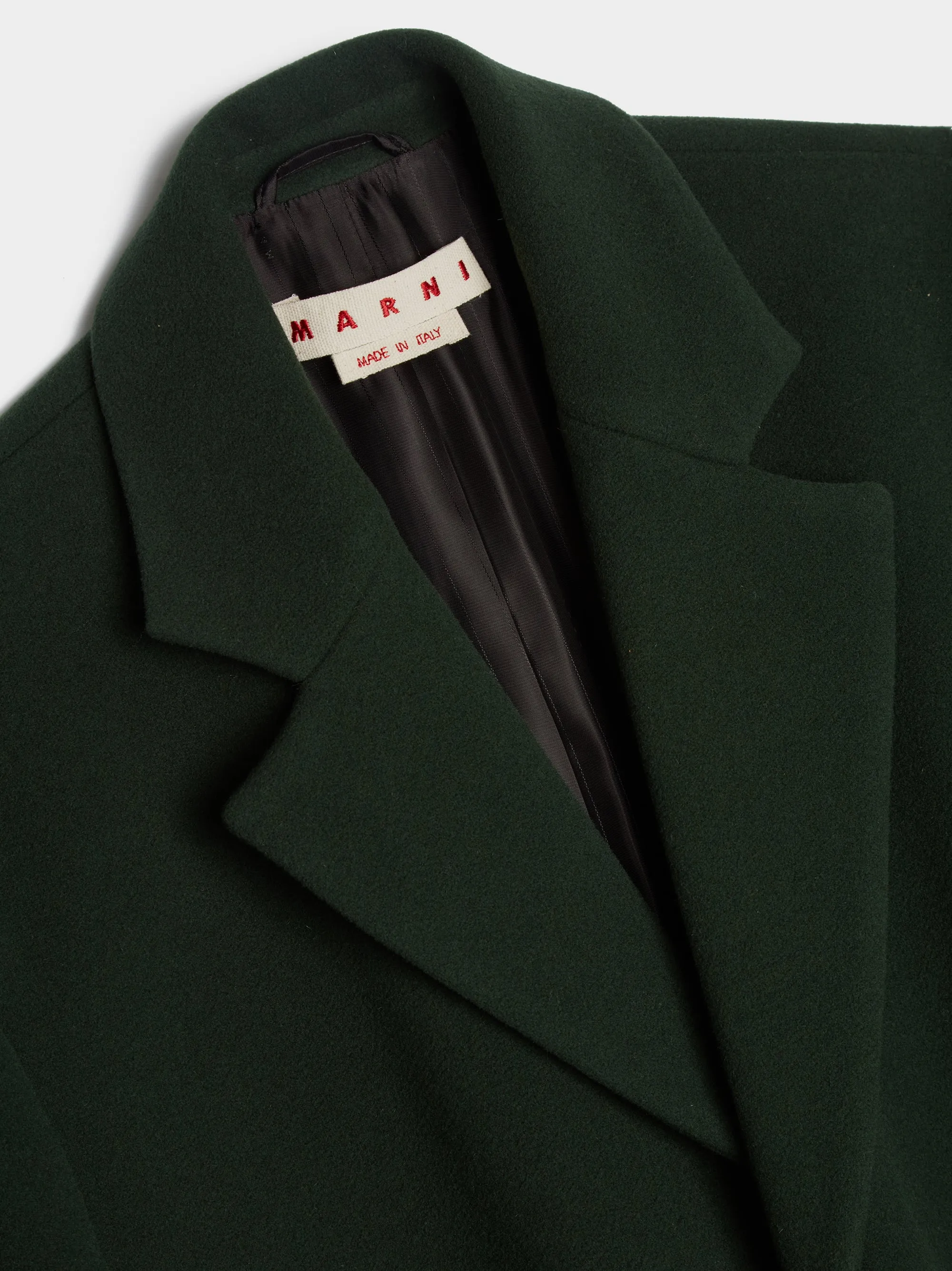 Soft Wool Felt 3 Button Long Coat, Spherical Green