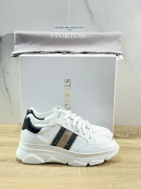 Stokton Sneaker Donna Pelle Bianca Extra Light Made In Italy 41