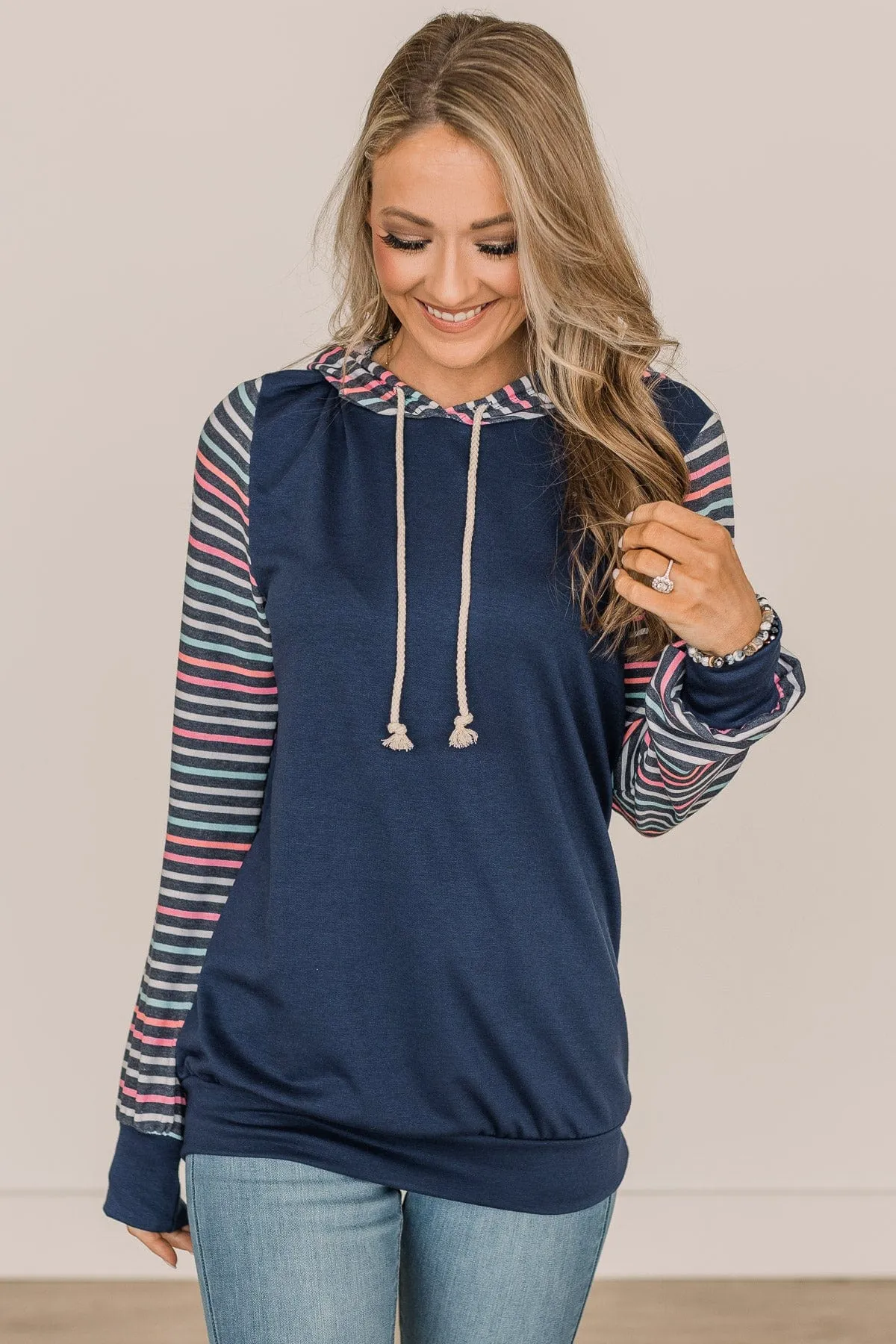 Sweet Surprises Lightweight Hoodie- Navy