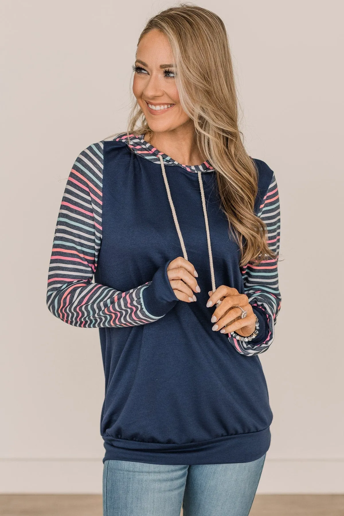 Sweet Surprises Lightweight Hoodie- Navy