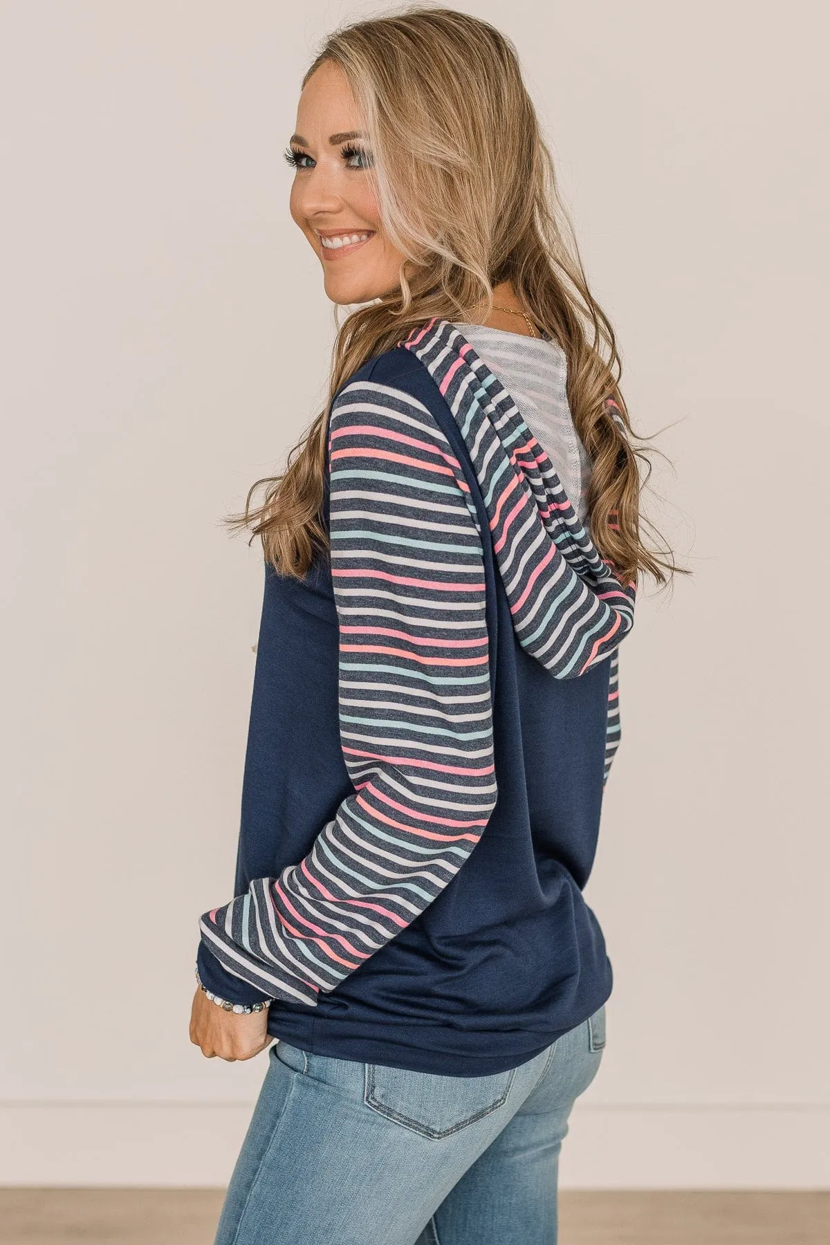 Sweet Surprises Lightweight Hoodie- Navy