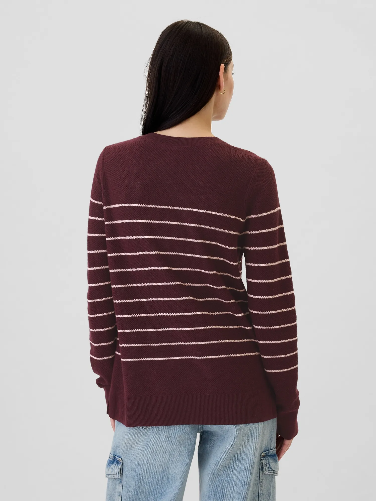 Textured Stripe Crewneck Sweater