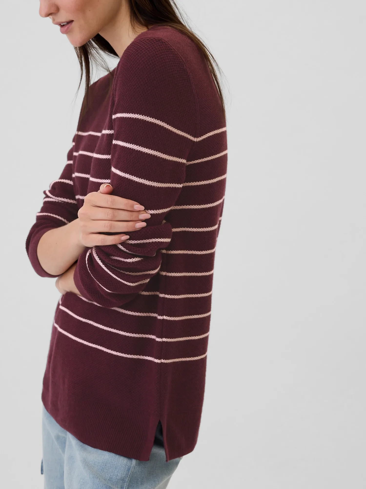 Textured Stripe Crewneck Sweater