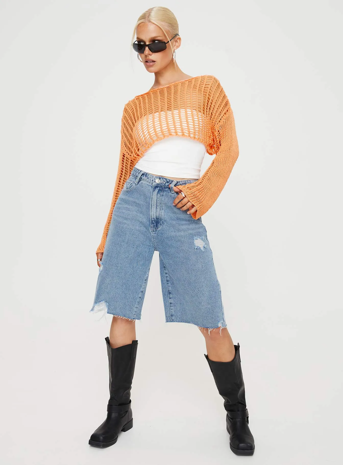 The Kennedy Cropped Sweater Orange