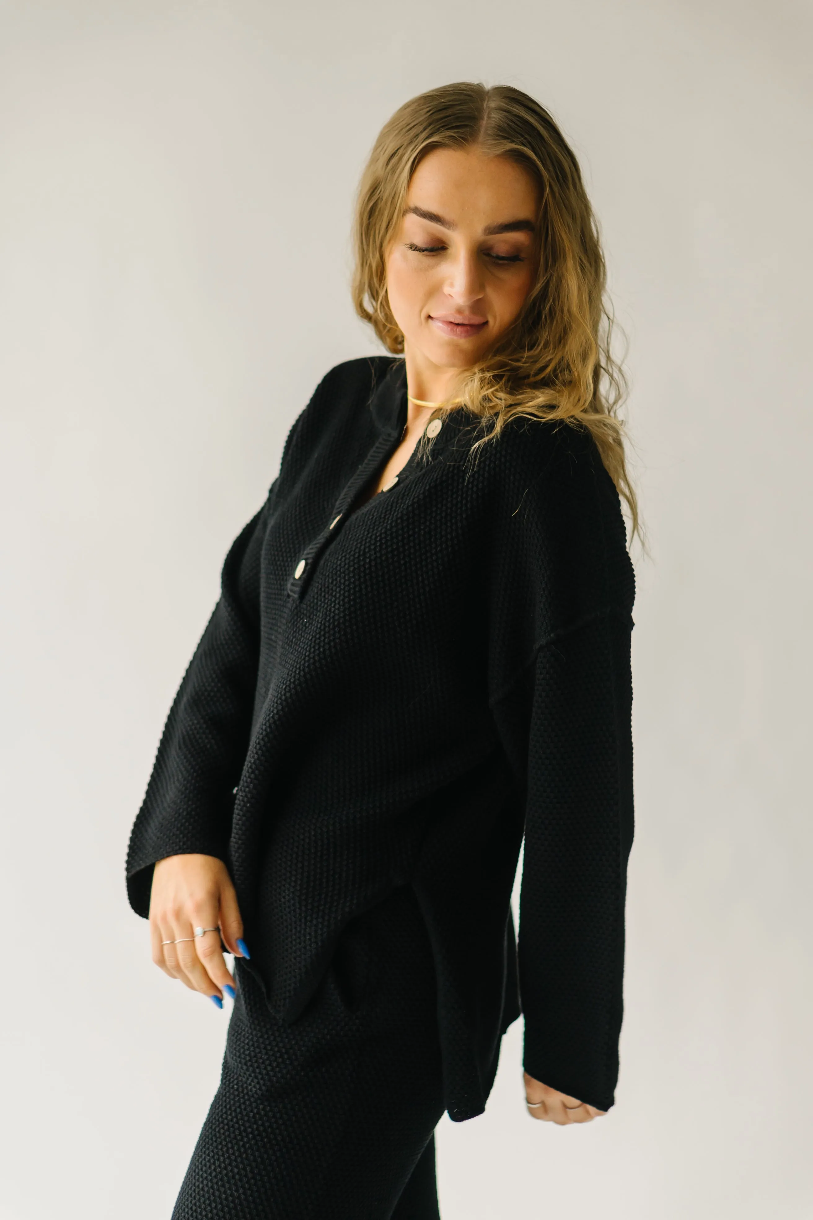 The Picard Button Detail Sweater in Black