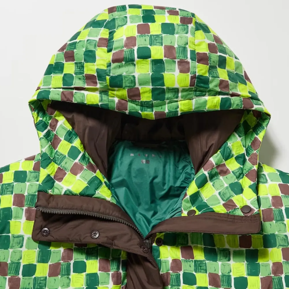 Uniqlo Marni Down Oversized Hooded Coat Marni Green Print