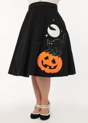 Unique Vintage Halloween Garden 50's Swing Skirt Black with Sound Effects