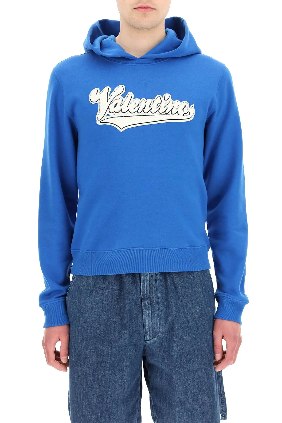 Valentino Logo Patch Drawstring Hoodie