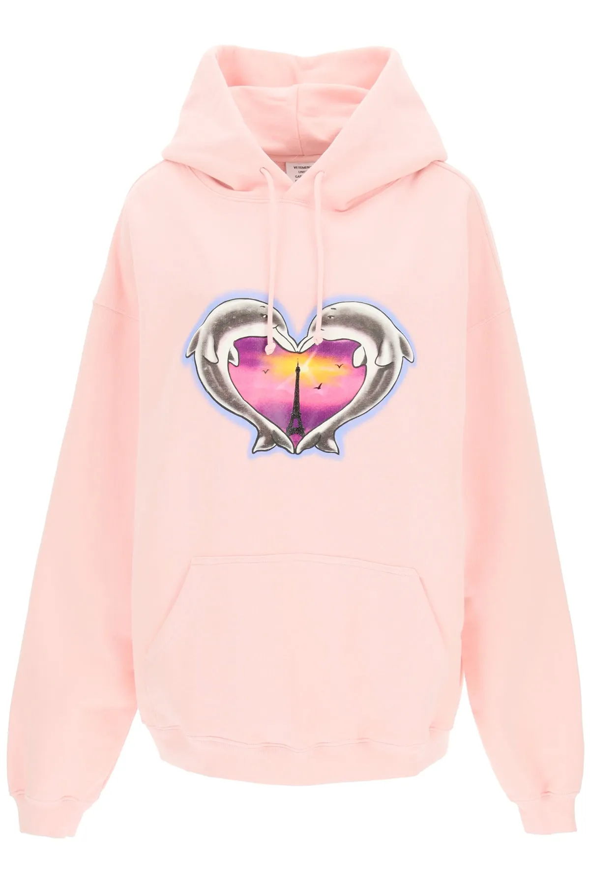 Vetements Heart Printed Drawstring Hoodie