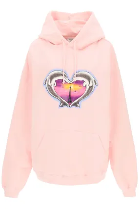 Vetements Heart Printed Drawstring Hoodie