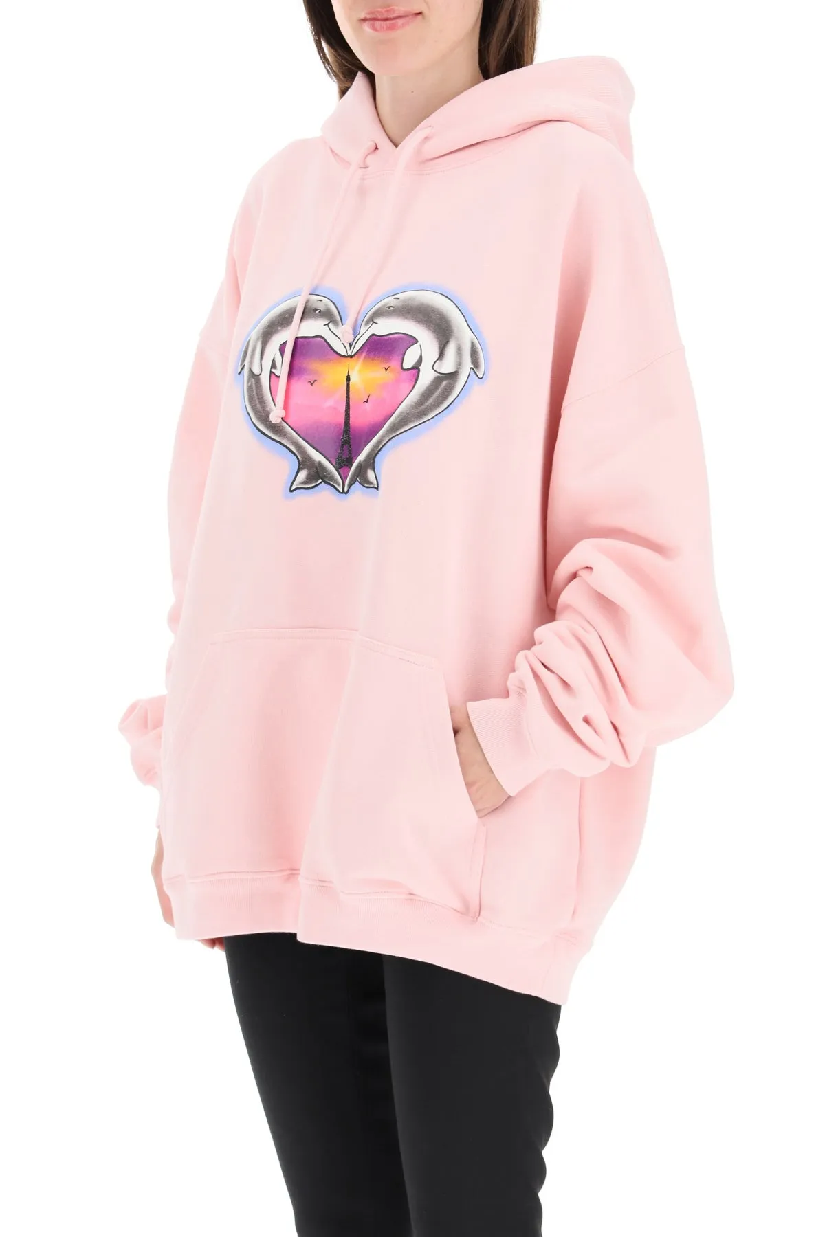 Vetements Heart Printed Drawstring Hoodie