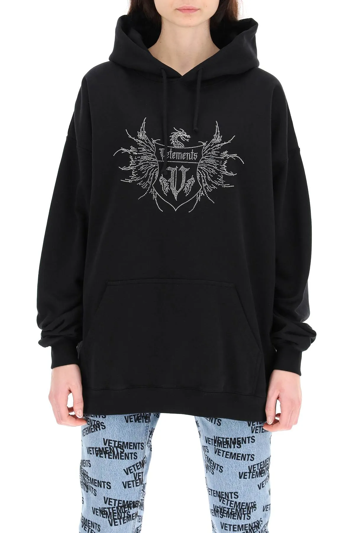 Vetements Logo Embellished Drawstring Hoodie