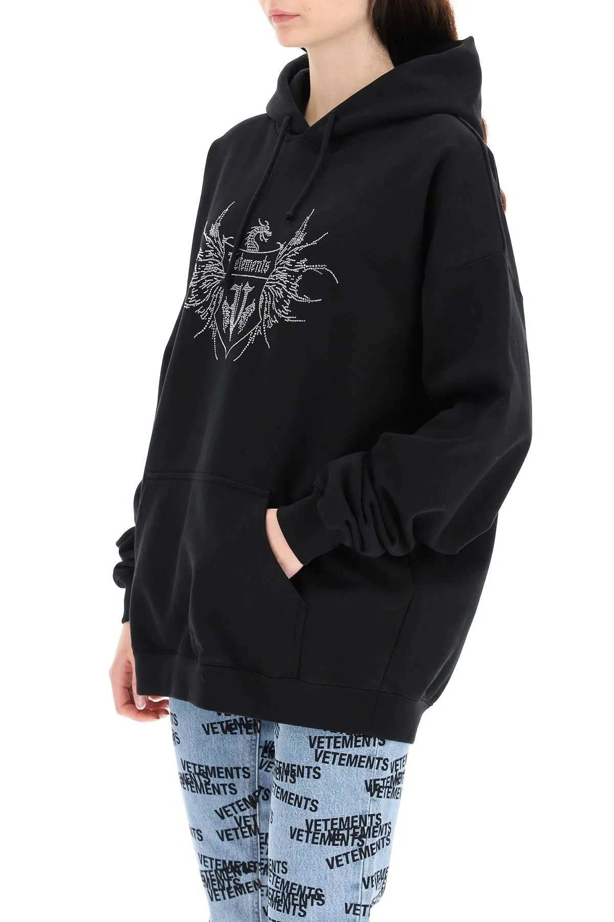 Vetements Logo Embellished Drawstring Hoodie