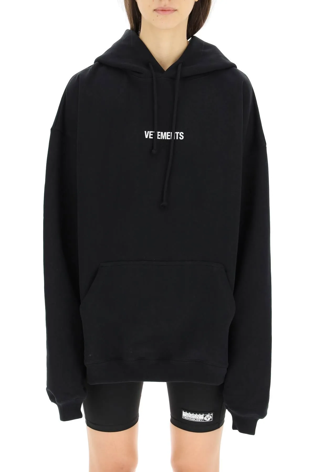 Vetements Logo Printed Drawstring Hoodie