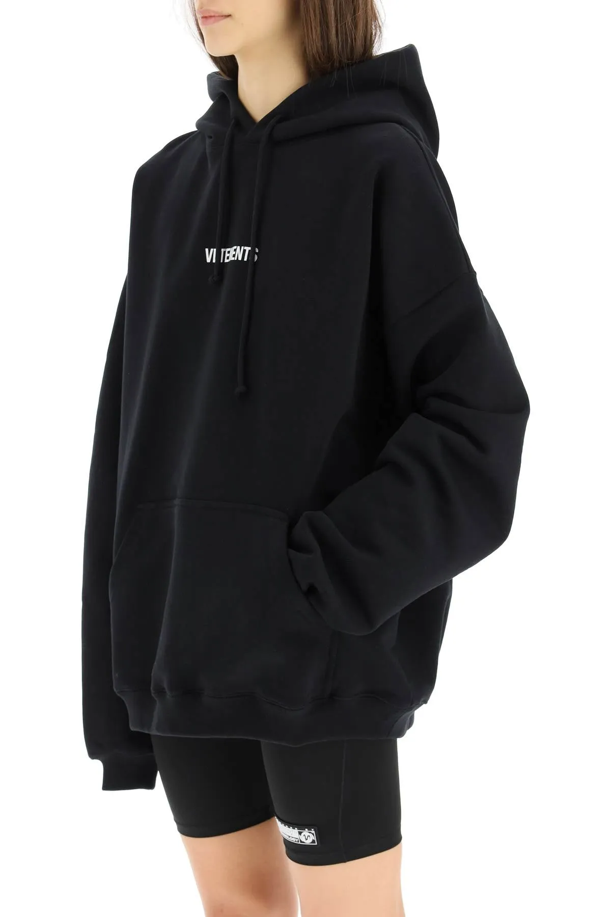 Vetements Logo Printed Drawstring Hoodie