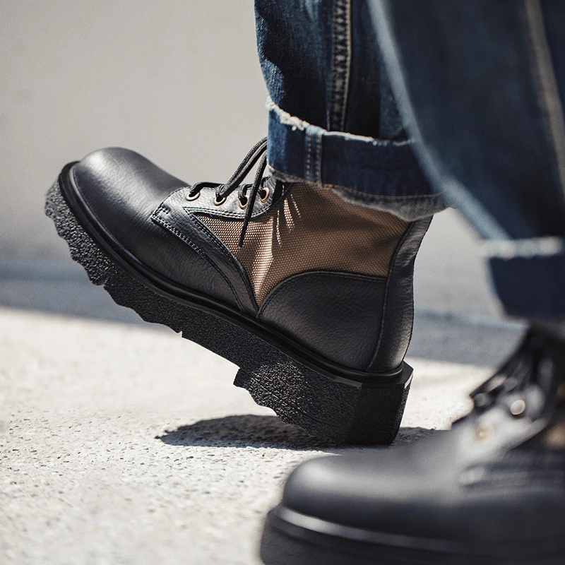 Vintage Patchwork Thickness Martin Boots Black 