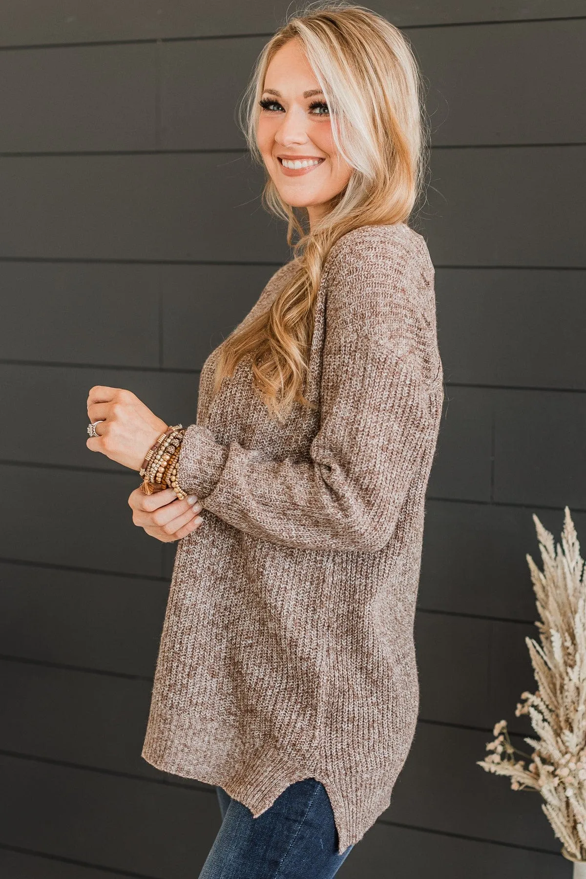 Warm Embrace Knit Sweater- Brown