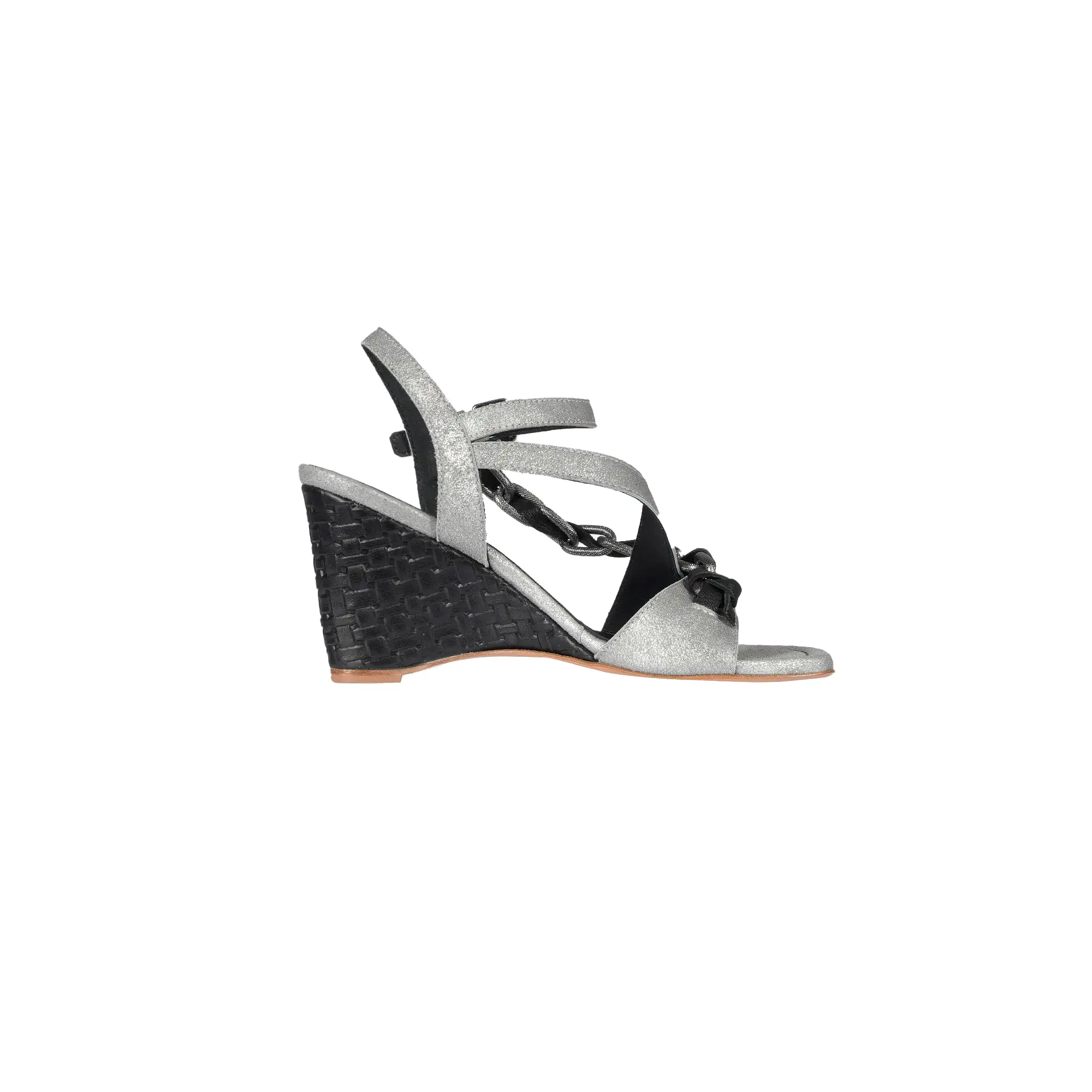 Wedge Jewel Sandal Graffiato Silver