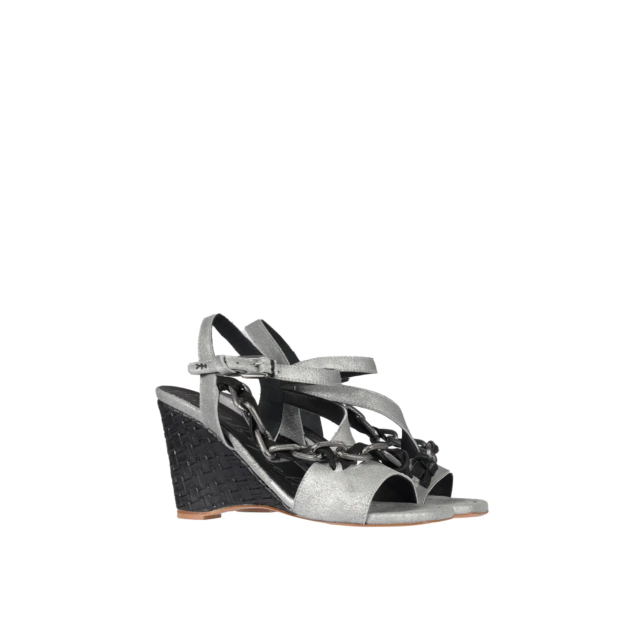 Wedge Jewel Sandal Graffiato Silver