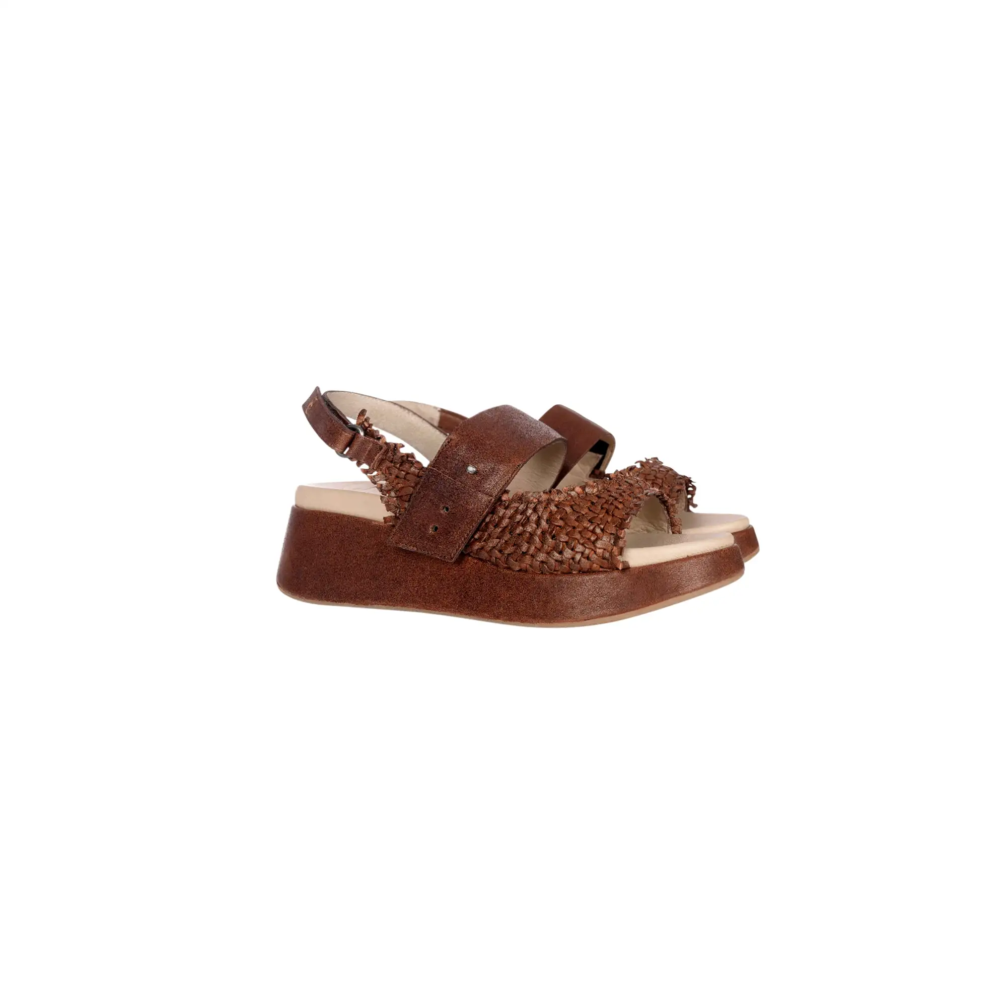 Wedge Sandal Intreccio Madreperla Brandy