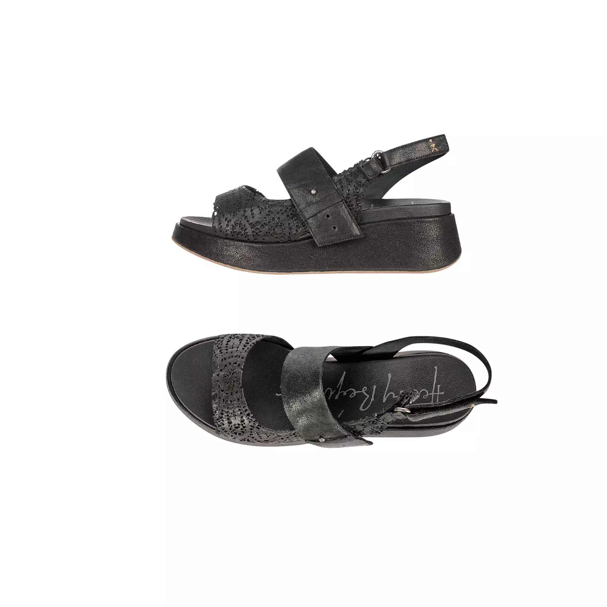 Wedge Sandal Pizzo black