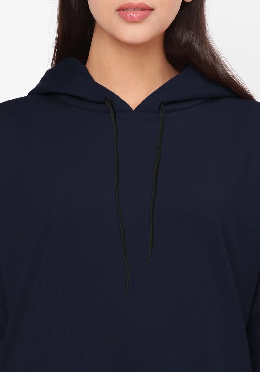 Women Oversized Hoodie Dress - Navy