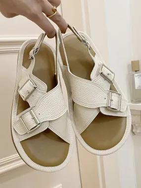 Women's Flat Sandals White Buckle Criss Cross Flat Sandal Shoes