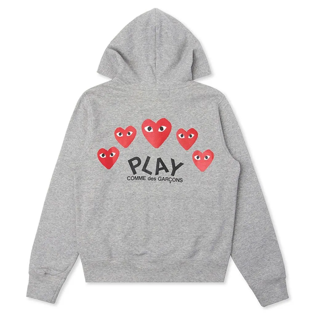 Women's Multi Heart Hoodie - Grey