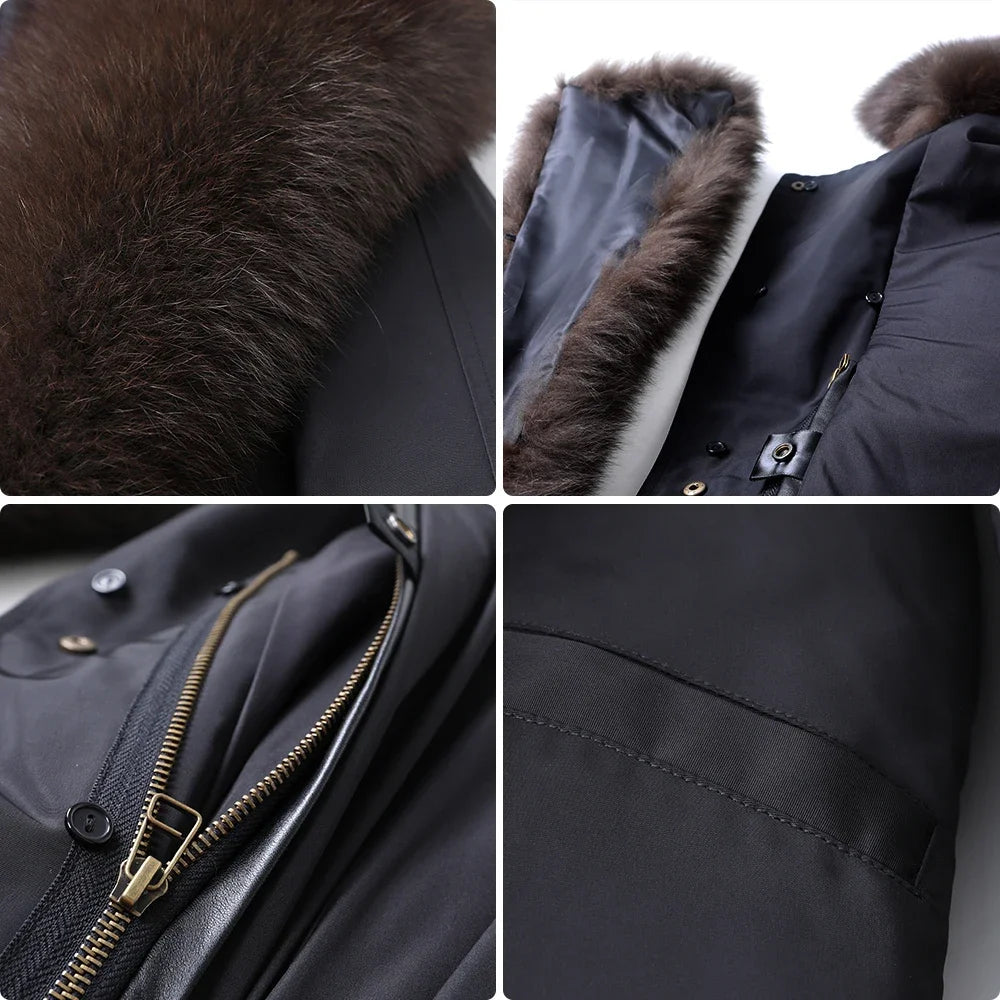 Women's Winter Thick Warm Fox Fur Collar Solid Pattern Long Coat