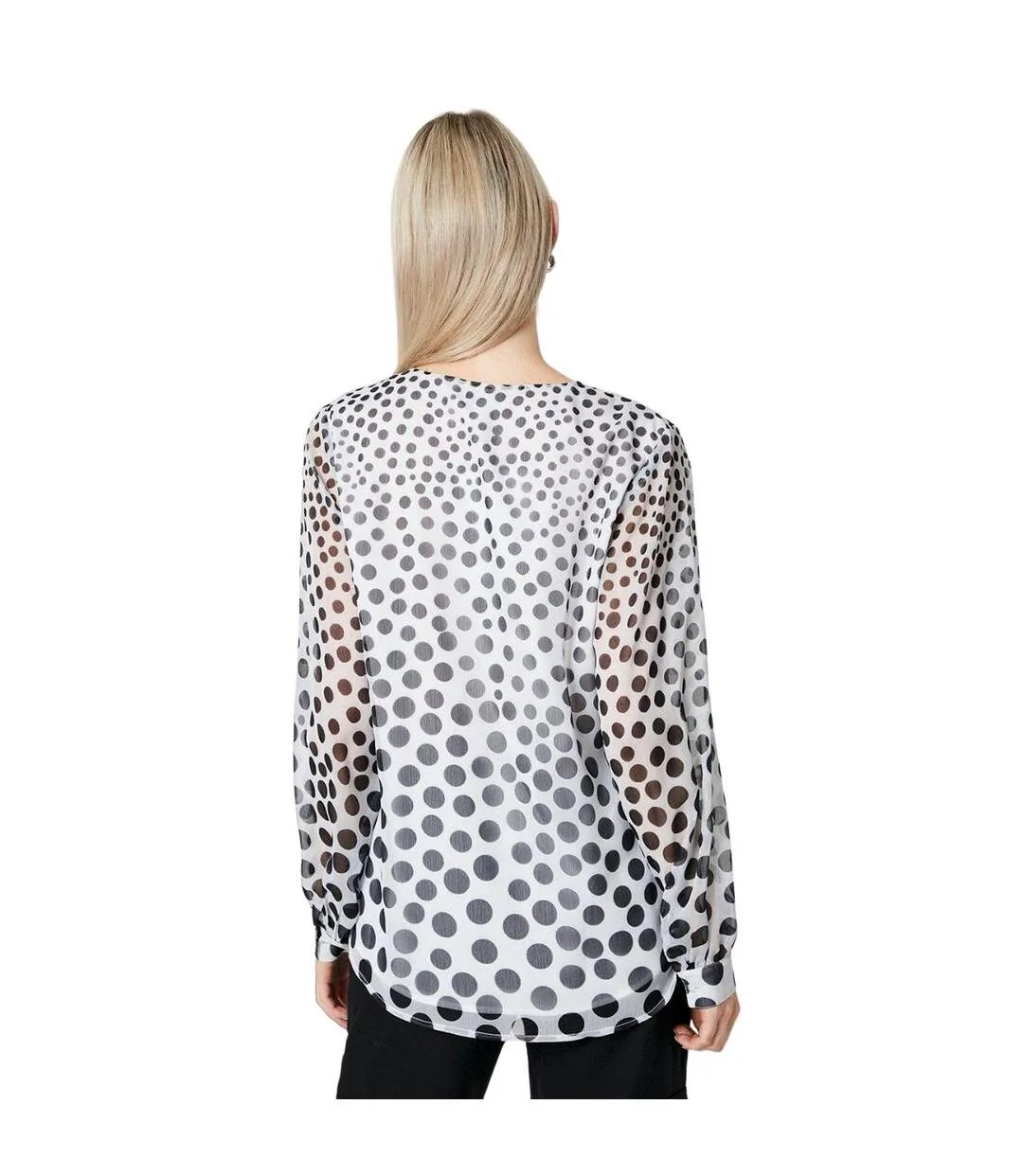 Womens/ladies border spot v neck top white/black Principles