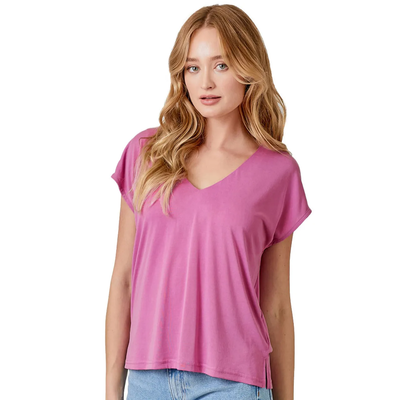 Women's Mystree Cupro Modal V-Neck Top