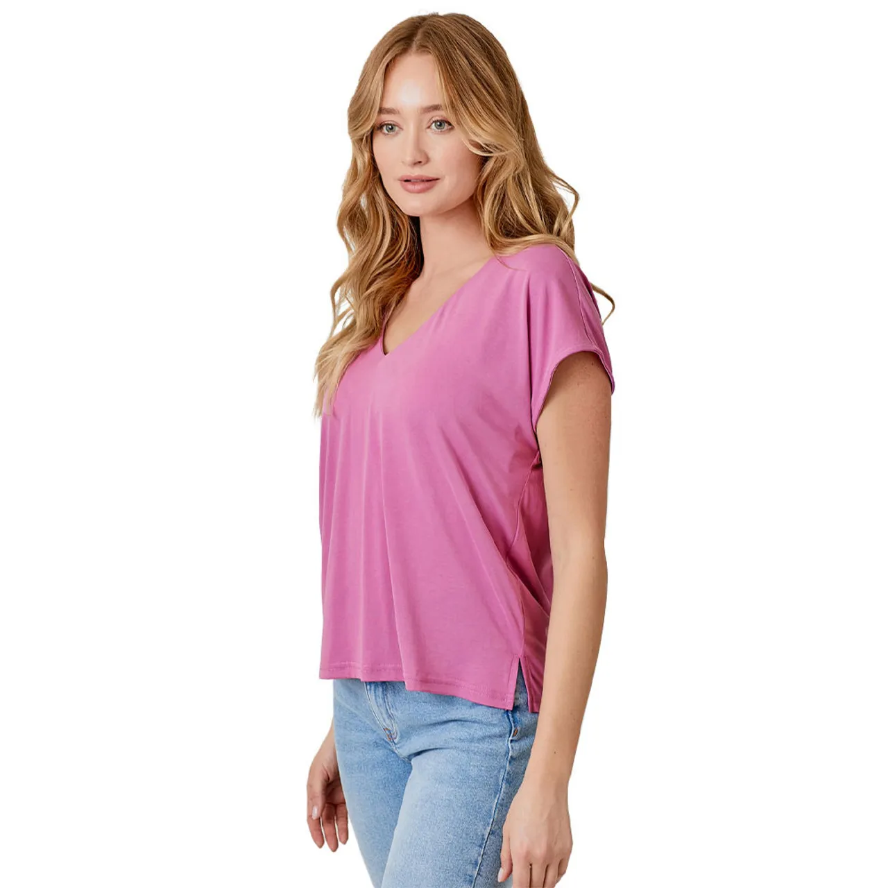 Women's Mystree Cupro Modal V-Neck Top