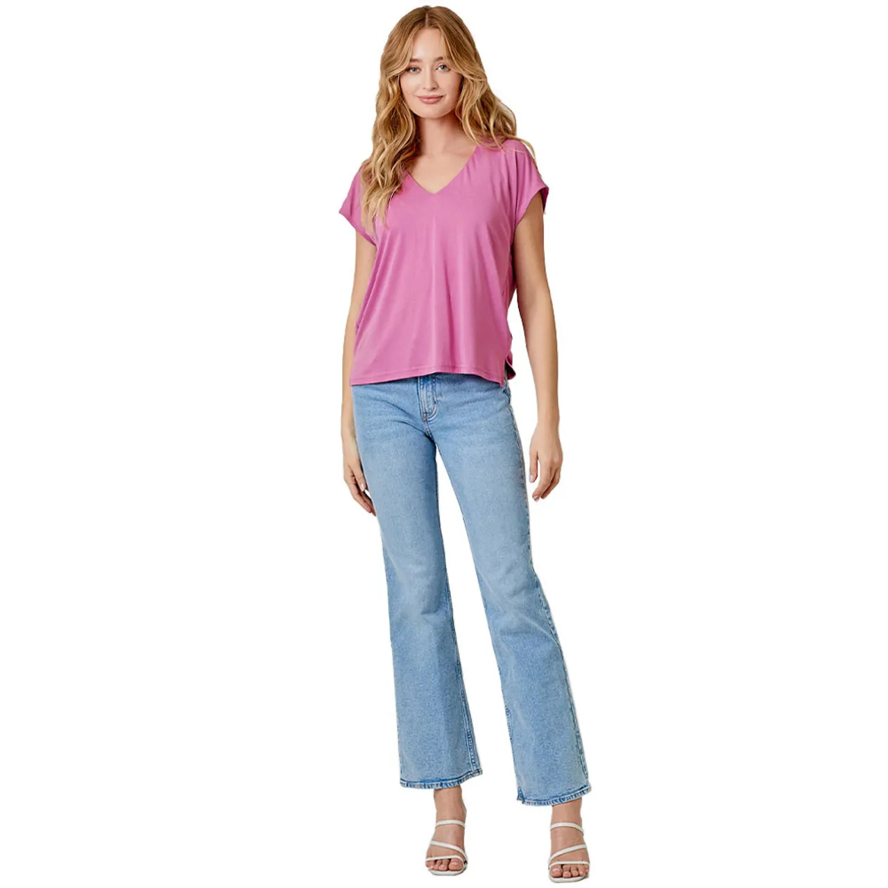 Women's Mystree Cupro Modal V-Neck Top