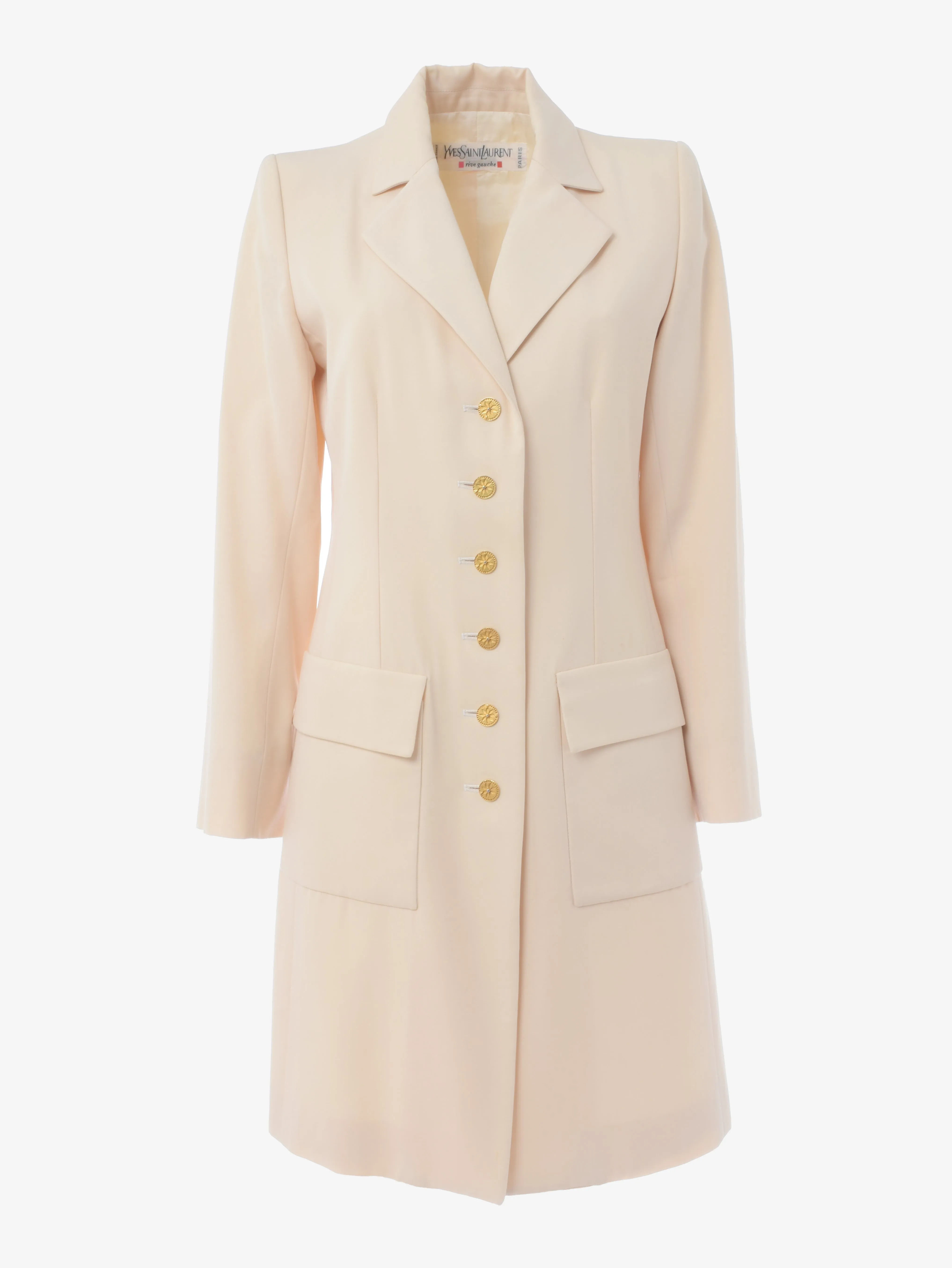 Yves Saint Laurent Cream Coat With Gold Buttons - '80s