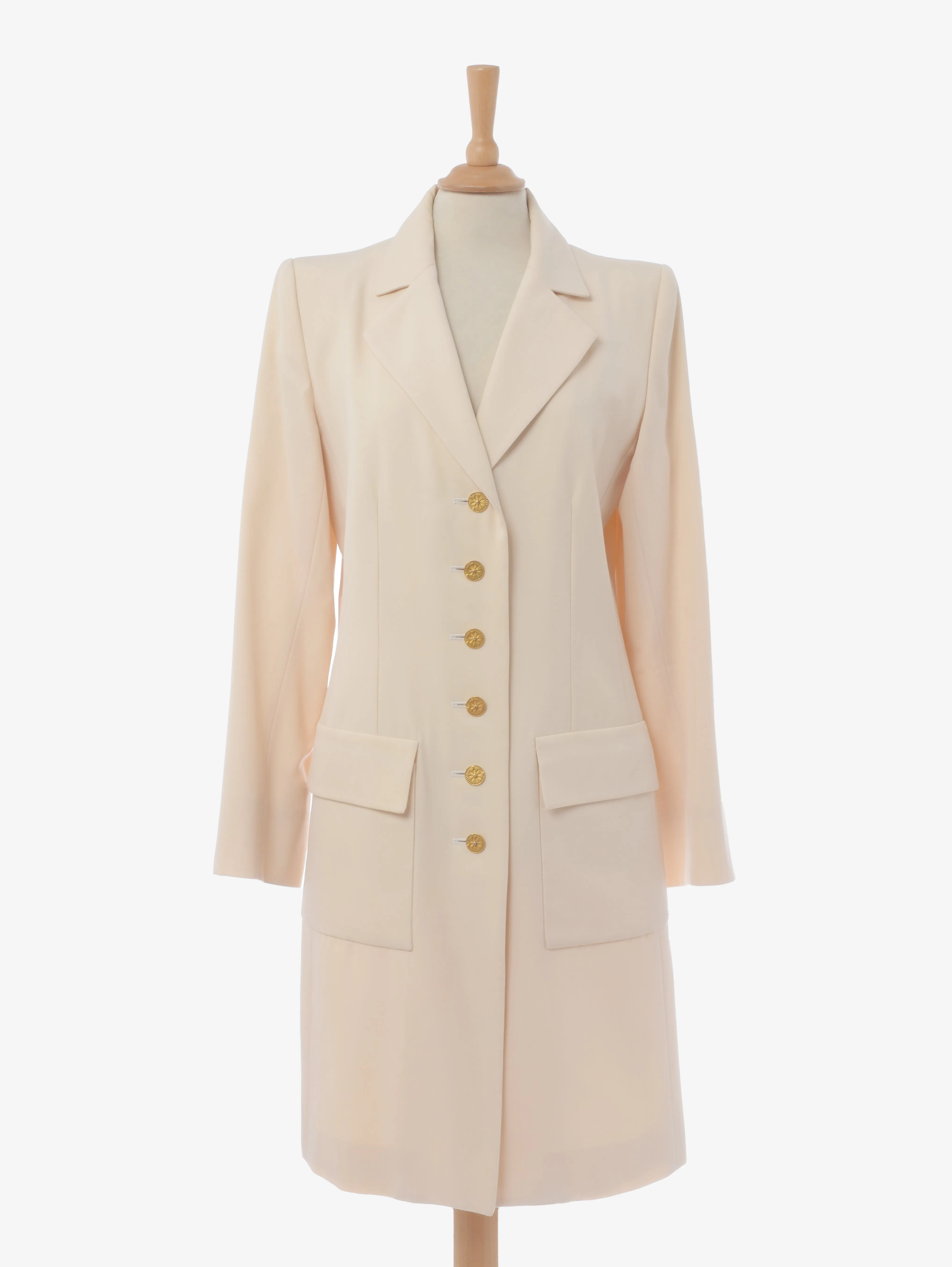 Yves Saint Laurent Cream Coat With Gold Buttons - '80s