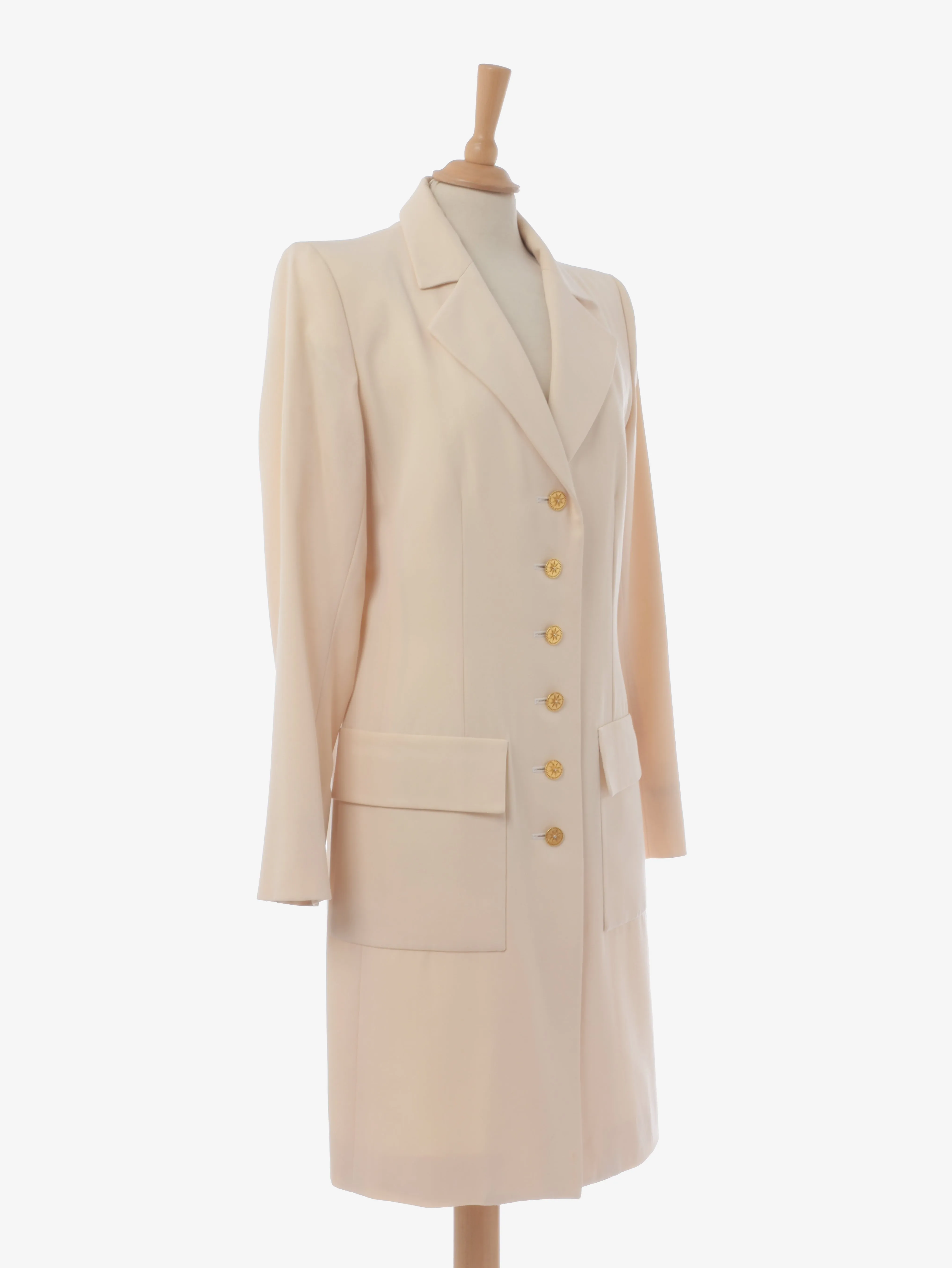 Yves Saint Laurent Cream Coat With Gold Buttons - '80s