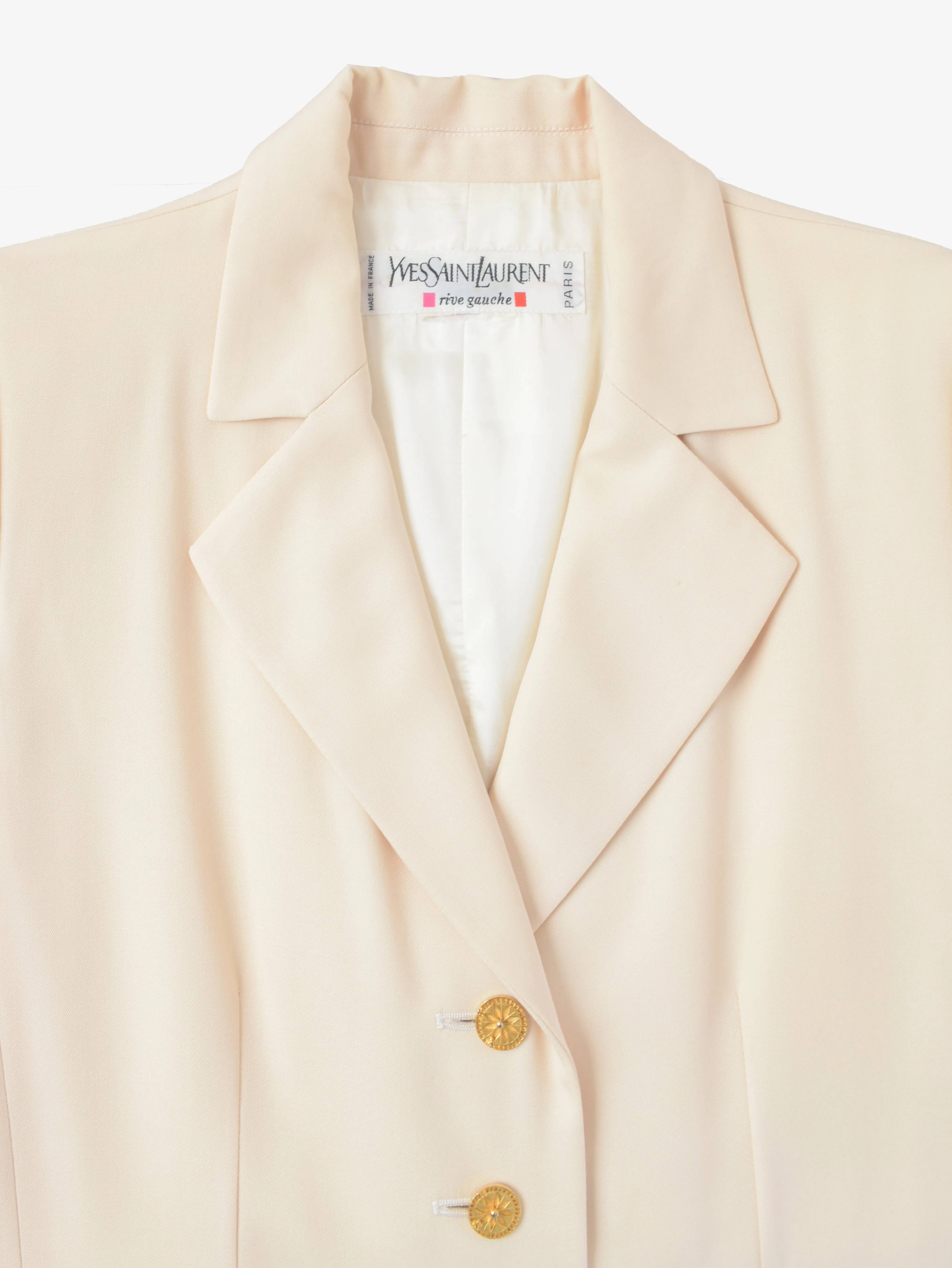 Yves Saint Laurent Cream Coat With Gold Buttons - '80s