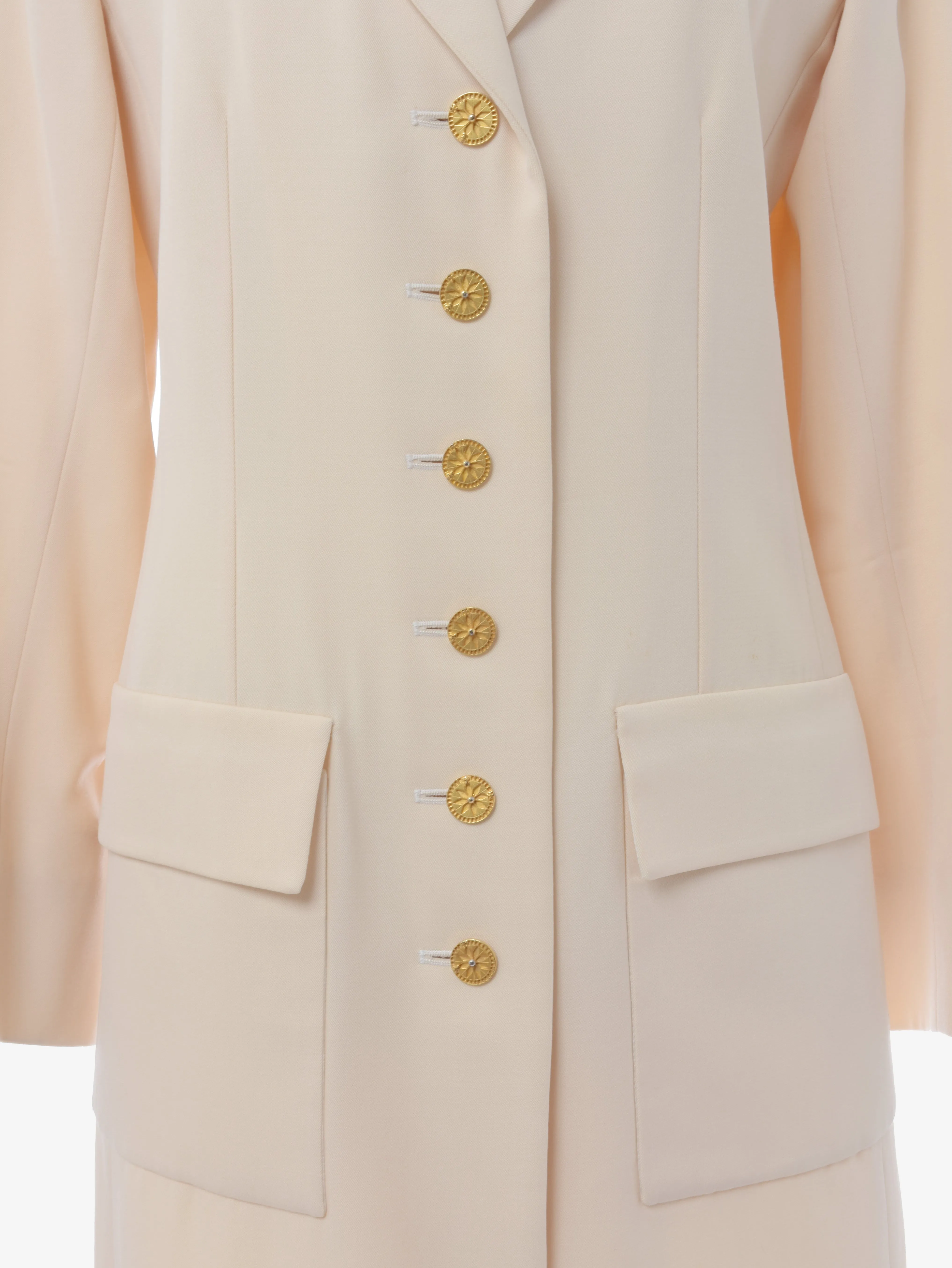 Yves Saint Laurent Cream Coat With Gold Buttons - '80s