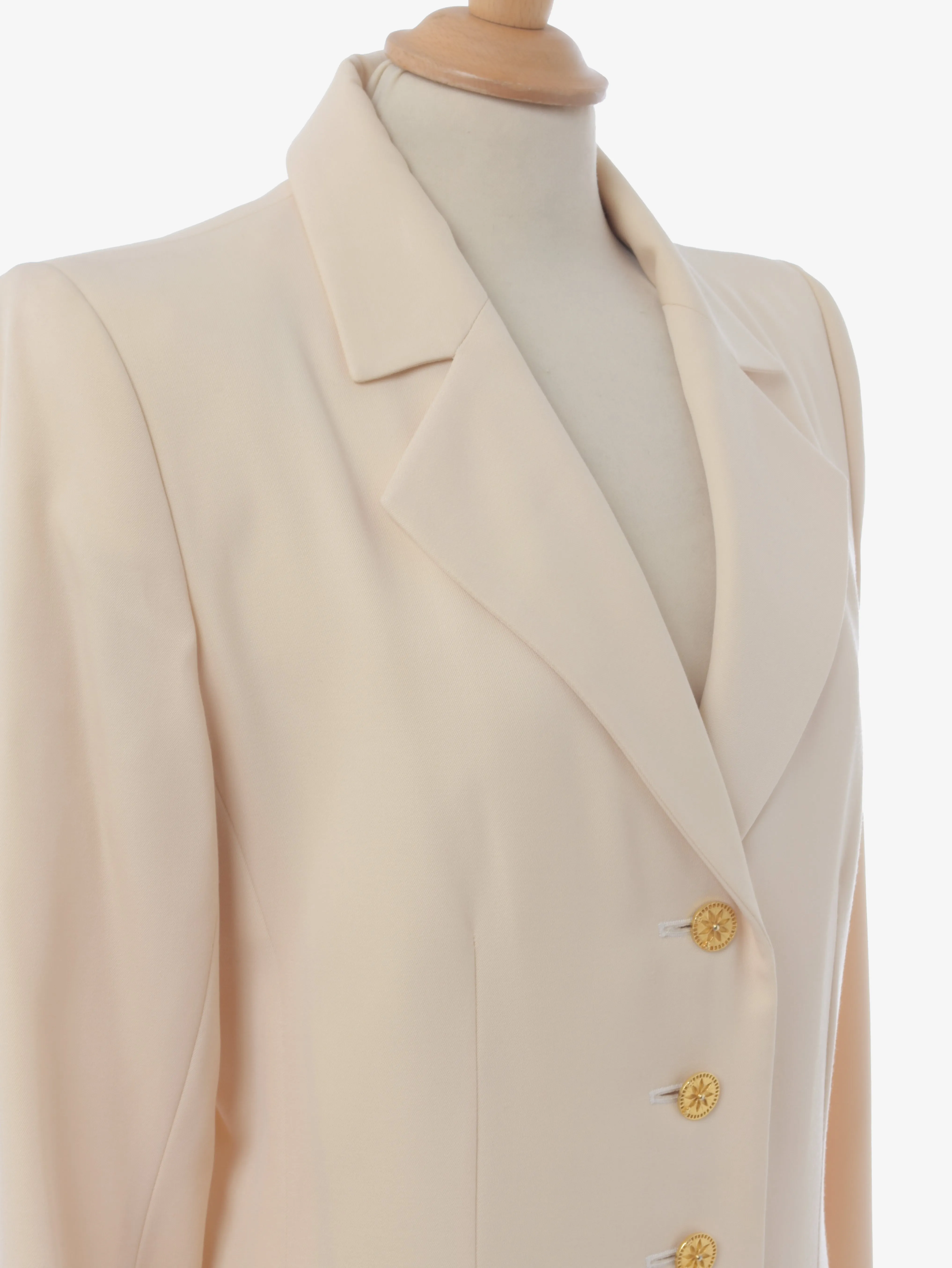 Yves Saint Laurent Cream Coat With Gold Buttons - '80s